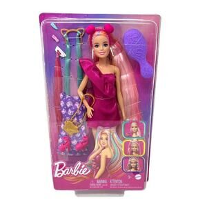 Barbie Fun & Fancy Hair Doll with Extra-Long Colorful Blonde Hair and Styling